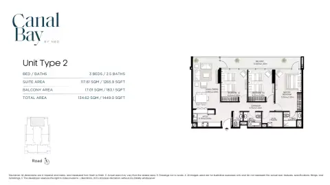 Canal Bay: फ़्लोर प्लान Type 2, 1,449 sq ft