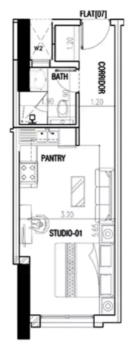 La Residence: Floor plan Type 9, 351 sq ft