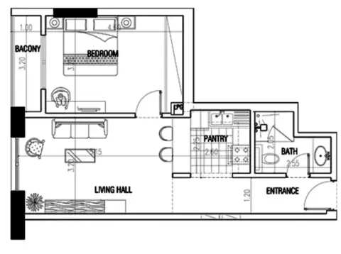 La Residence: Floor plan Type 16, 621 sq ft