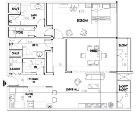 La Residence: Floor plan Type 4, 1,251 sq ft