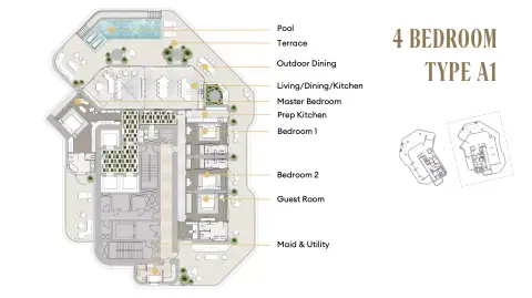 Regent Residences: Floor plan Type A1-East Tower