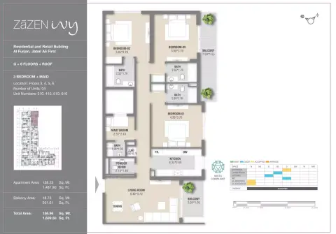 Zazen Ivy: Type G, 1,689 sq ft 户型图