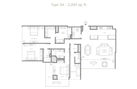 Banyan Tree Residences Aurelia: Floor plan Type 3A, 2,202 sq ft
