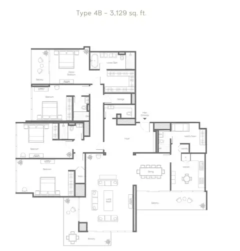 Banyan Tree Residences Aurelia: Floor plan Type 4B, 3,129 sq ft