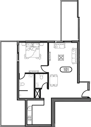 Al Haseen Residence Phase 3: Plattegrond Type 3, 1,171 sq ft