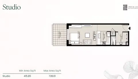 ليفينغ ليجندز المرحلة 4: مخطط الطابق Type A, 415 sq ft