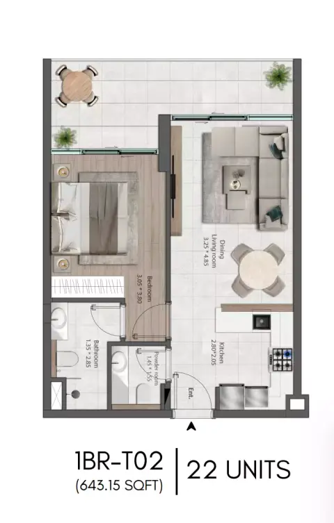 The Harmony: Plan Type 22, 643 sq ft