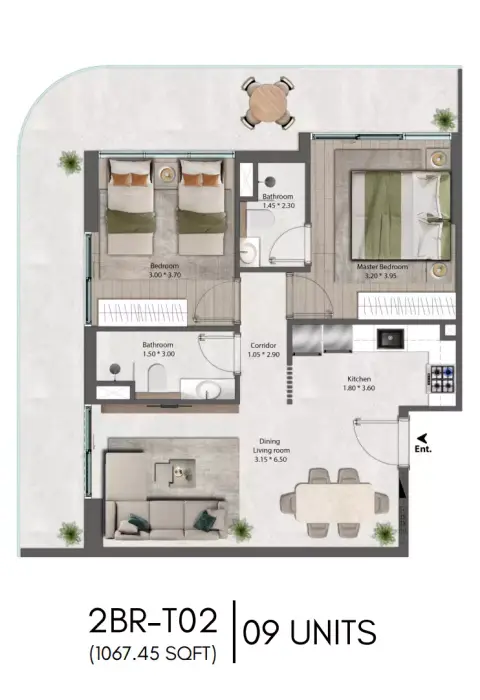 The Harmony: Plan Type 09, 1,067 sq ft