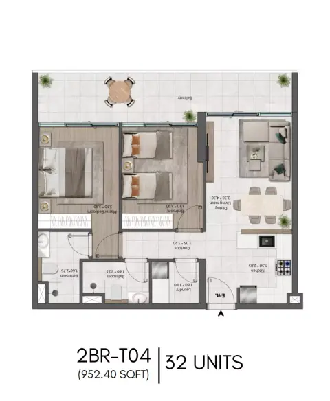 The Harmony: Plan Type 32, 952 sq ft