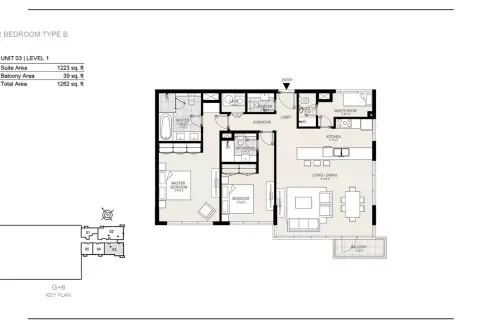 The Residences at District One: Floor plan U03- L 1 - Type B, 1,262 sq ft