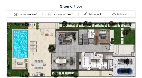 Waterview Villas: Floor plan Amber Villa, 7,223 sq ft