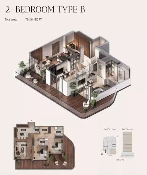 Urban Life residences: Plattegrond Type B, 1,761 sq ft