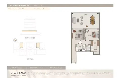Ghaff Land Residence: Floor plan Type B, 1,114 sq ft