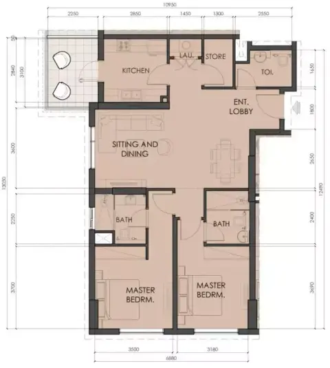 Living Legends Phase 5: Floor plan Type B, 1,145 sq ft