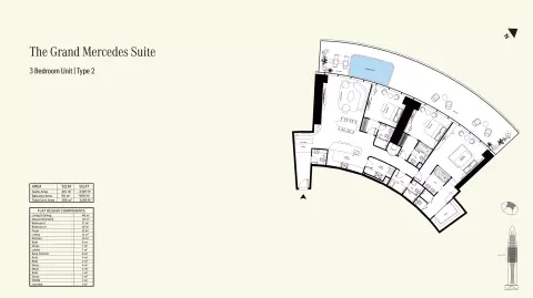 Mercedes Benz Places: Floor plan Type B, 3,285 sq ft
