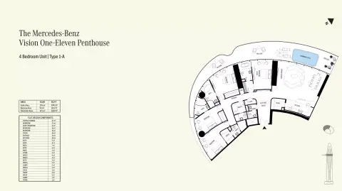 Mercedes Benz Places: Floor plan Type A, 3,007 sq ft