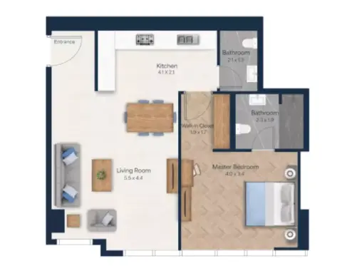 Vista Heights: Floor plan Type C, 476 sq ft