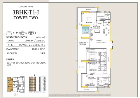 Royal Regency Suites: Floor plan Type2-Tower 2, 2,915 sq ft