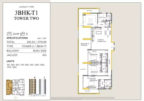 Royal Regency Suites: Floor plan Type1-Tower 2, 2,715 sq ft