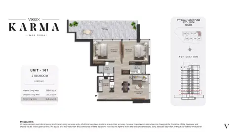 Karma: Floor plan Type 101, 1,243 sq ft