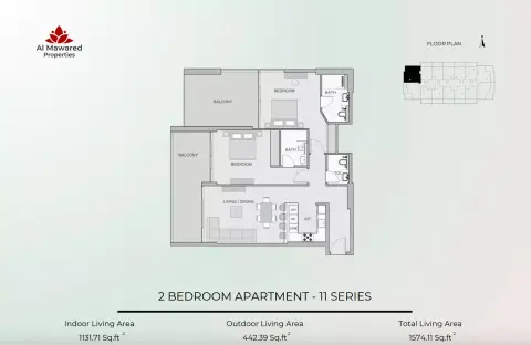 Barari Parkview By Al Mawared: Floor plan 11 Series, 1,574 sq ft