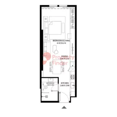 Mag 330: Floor plan Type 2, 568 sq ft