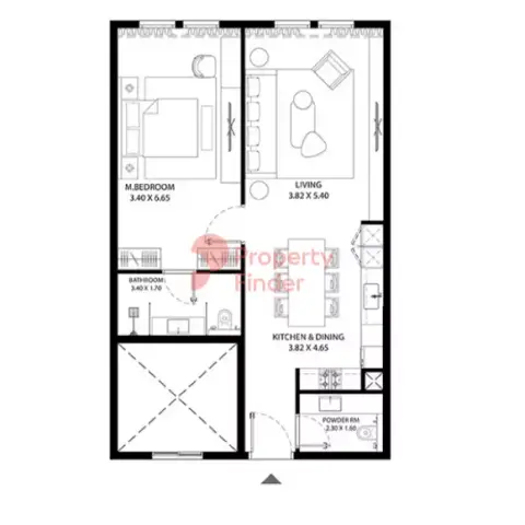 Mag 330: Floor plan Type 6, 883 sq ft
