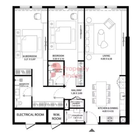 Mag 330: Floor plan Type 3, 1,321 sq ft