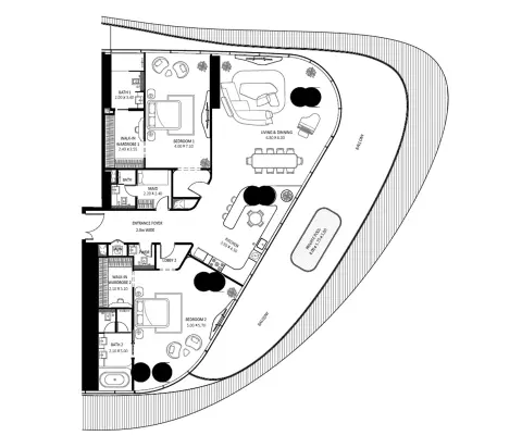 Bugatti Residences: Floor plan Type G, 2,162 sq ft