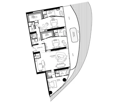 Bugatti Residences: Floor plan Type H, 4,295 sq ft