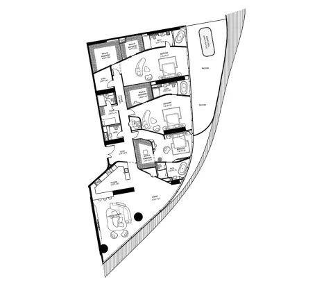 Bugatti Residences: Floor plan Type B, 4,451 sq ft