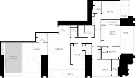 Burj Binghatti Jacob & Co: Floor plan Type A, 3,263 sq ft