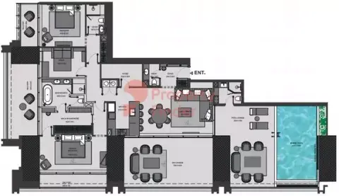Burj Binghatti Jacob & Co: Floor plan Type Sapphire, 3,335 sq ft