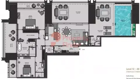 Burj Binghatti Jacob & Co: Floor plan Type Emerald, 3,337 sq ft