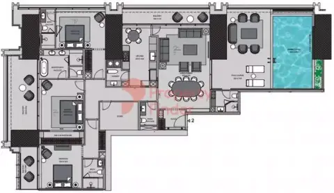 Burj Binghatti Jacob & Co: Floor plan Type Ruby, 3,299 sq ft