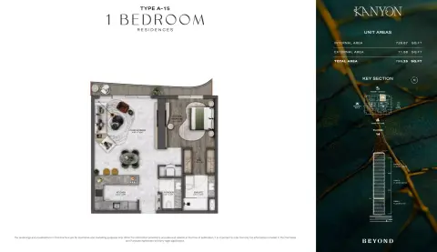 Kanyon: Floor plan Type A15, 798 sq ft