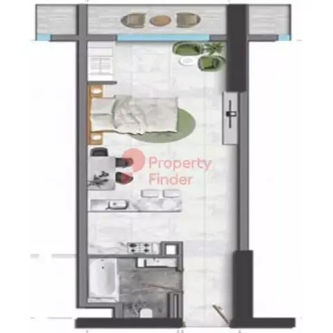 Blue Waves Tower: Floor plan Type A, 671 sq ft