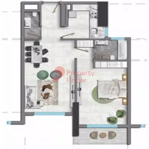 Blue Waves Tower: Floor plan Type A, 831 sq ft