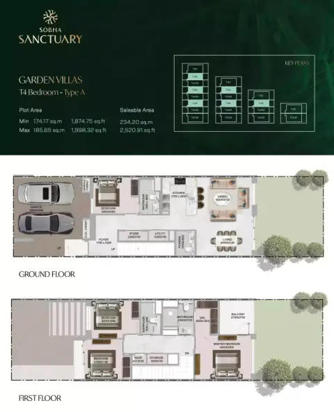 Sobha Sanctuary: Планировка Type 1, 2,520 sq ft
