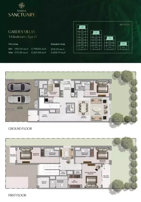 Sobha Sanctuary: Планировка Type 4, 3,328 sq ft