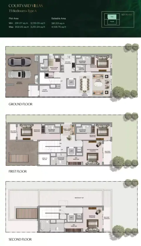 Sobha Sanctuary: Планировка Type 1, 4,106 sq ft