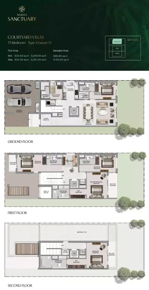Sobha Sanctuary: Планировка Type 2, 4,154 sq ft
