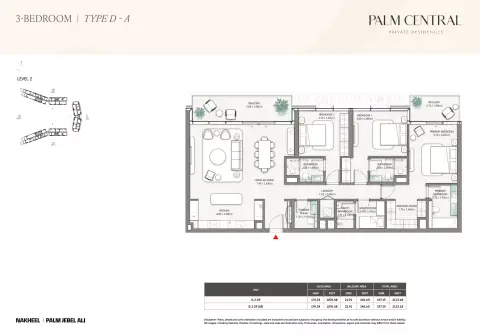 Palm Central Private Residences: Type D-A, 2,123 sq ft 户型图