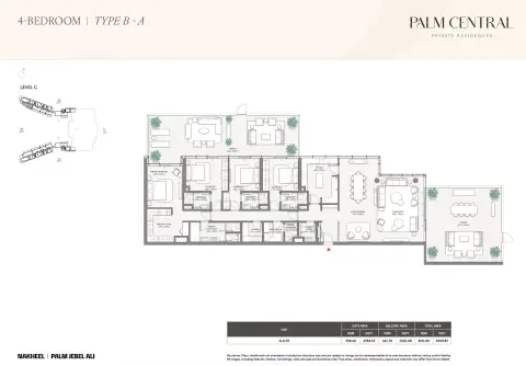 Palm Central Private Residences: Type B-A, 4,309 sq ft 户型图