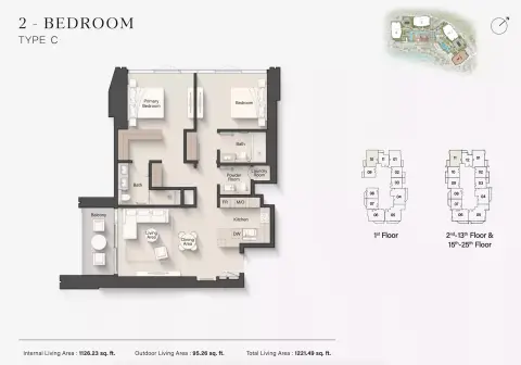 Eltiera Views: Floor plan Type C, 1,221 sq ft