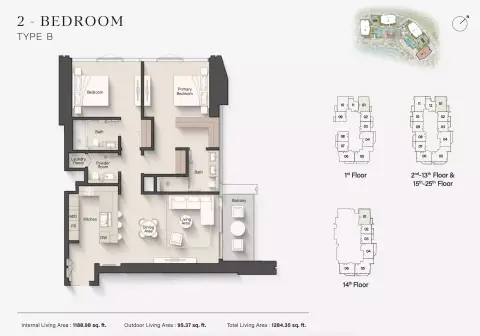 Eltiera Views: Floor plan Type B, 1,284 sq ft