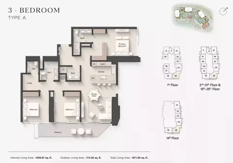 Eltiera Views: Floor plan Type A, 1,671 sq ft