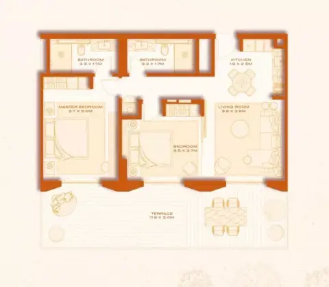 Avenew 888: Floor plan Type 1, 980 sq ft