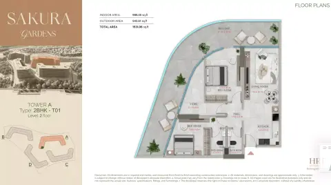 Sakura Gardens: Floor plan Type A-233, 1,531 sq ft