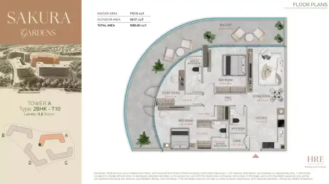 Sakura Gardens: Floor plan Type A-429, 1,699 sq ft